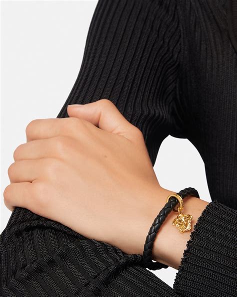 bracelet femme versace|versace braided leather charm bracelet.